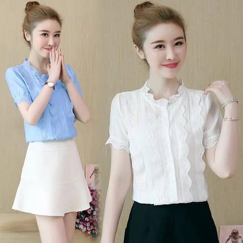 Áo sơ mi nữ viền ren hàng nhập chất vải mát