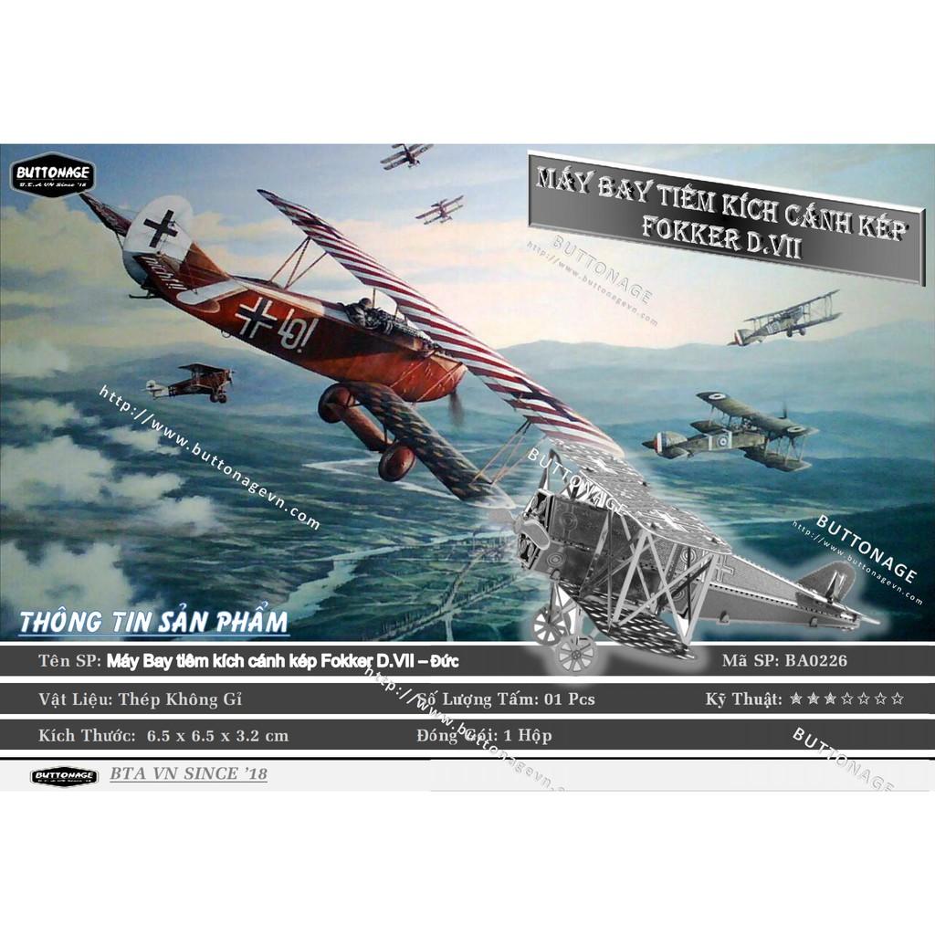 Mô Hình Lắp Ráp 3d Máy Bay tiêm kích cánh kép Fokker D.VII - Đức