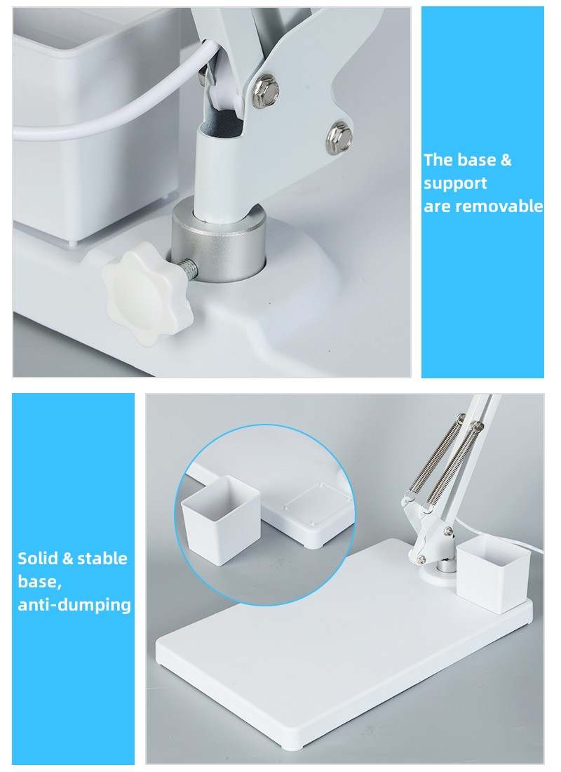 Kính lúp để bàn có đèn TERINO DE-78W (phóng đại 10X và 20X, Led, màu trắng) - Hàng chính hãng