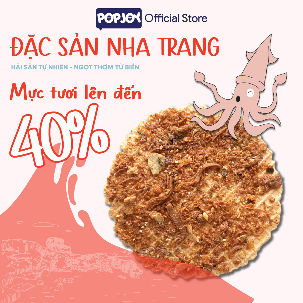 Combo 4 Vị Bánh Tráng Nướng Popjoy 125gram-Đặc Sản Nha Trang-Tôm Tươi, Mực Tươi, Cá Cơm Tự Nhiên, Pizza Gà Nướng Phô Mai