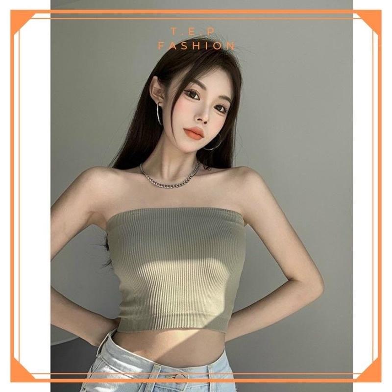 Áo bra len tăm cao cấp, Áo lót vest ngang ngực dạng ống 2 dây có miếng lót ngực Tep Fashion
