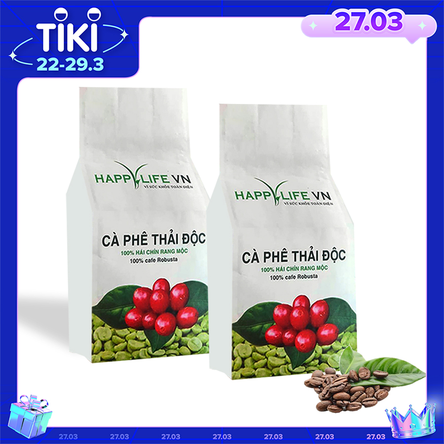 1Kg Bột Cà Phê Làm Enema - Cà Phê Hữu Cơ Thải Độc Happy Life VN (  2 Túi 500Gr)