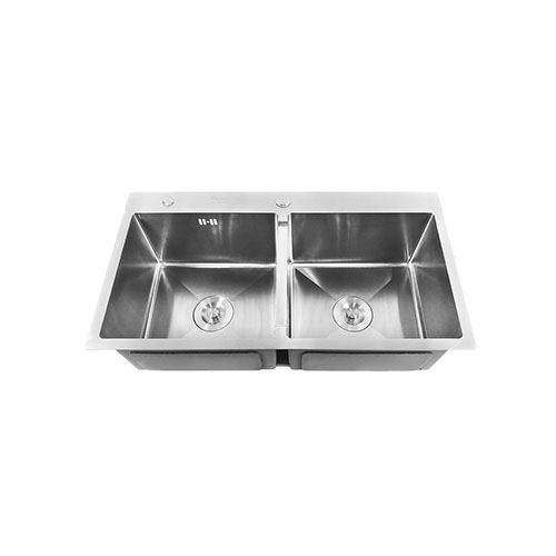 Chậu rửa chén inox SUS304 ALLYBUILD, chậu đúc inox rửa chén, chậu inox 2 hộc , mặt xước 3 ly, chống ồn, chậu rửa ABCRI004