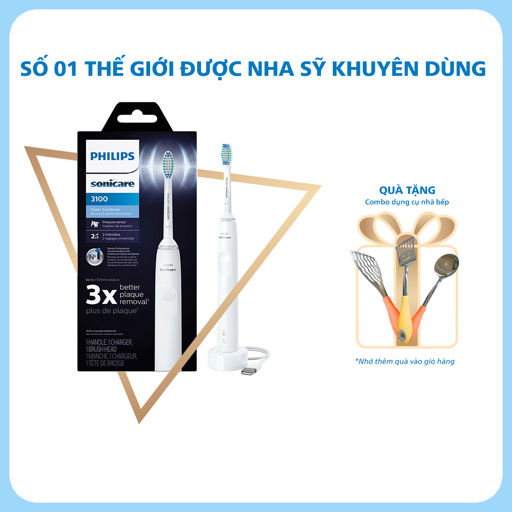 Bàn chải điện chính hãng Philips sonicare HX3671/23 màu trắng_ chải sạch sâu_ bảo hành 2 năm