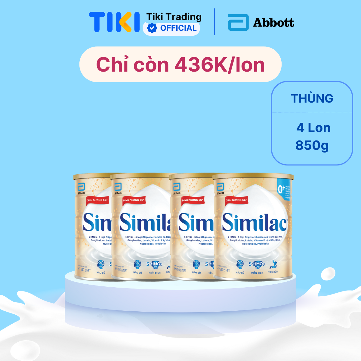 Combo 4 Sữa Bột Similac 0+ 850g