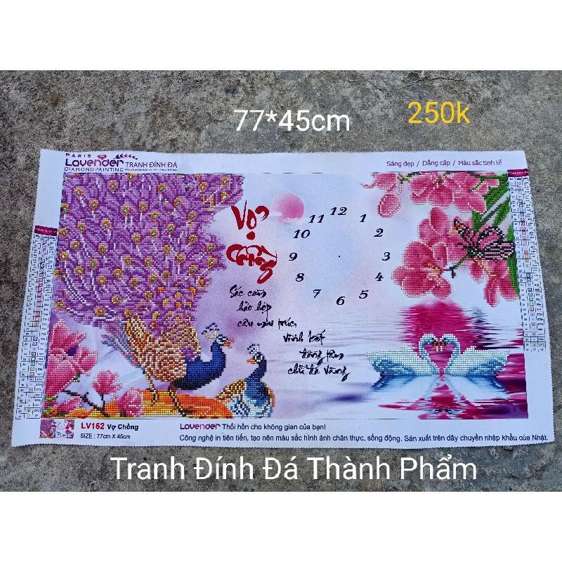 Tranh đính đá vợ chồng công vàng phu Thê viên mãn