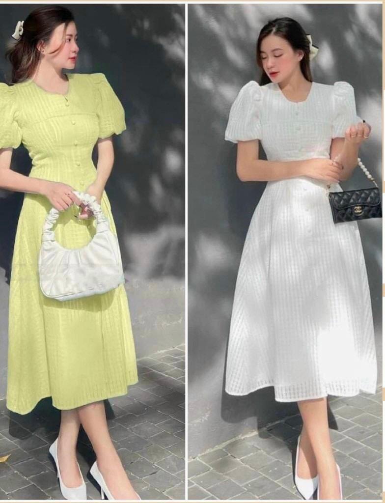 ĐẦM XÒE XỐP Ô TAY PHỒNG NÚT BỌC 13757