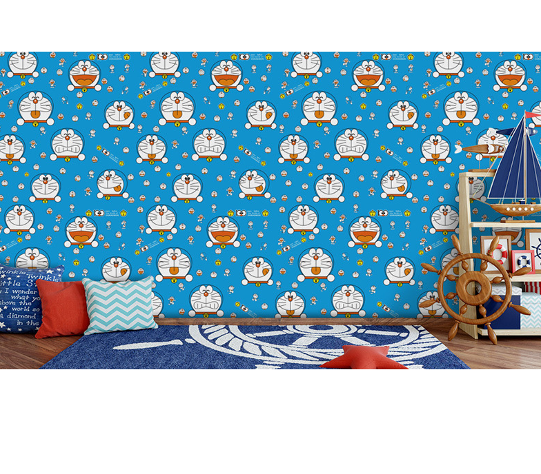 Combo 10 mét giấy dán tường, decal dán tường trang trí nhà cửa ĐÔ RÊ MON ĐEO CHUÔNG khổ 45cm