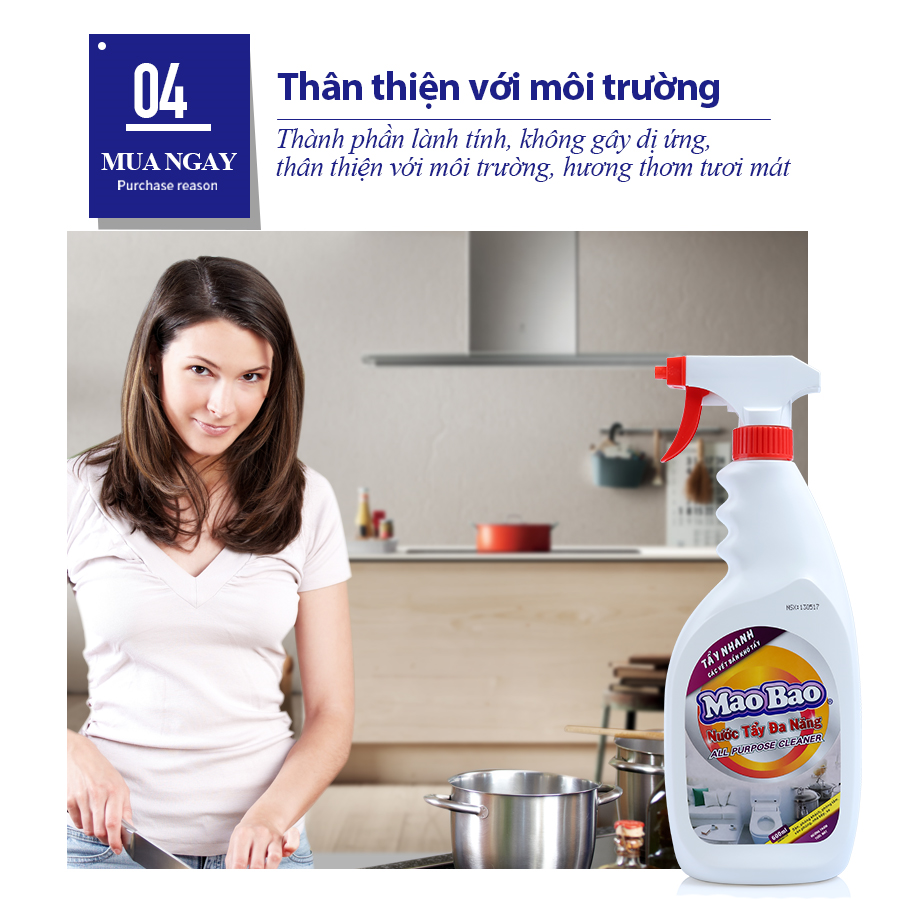 Nước Tẩy Đa Năng Kháng Khuẩn Mao Bao 600ml