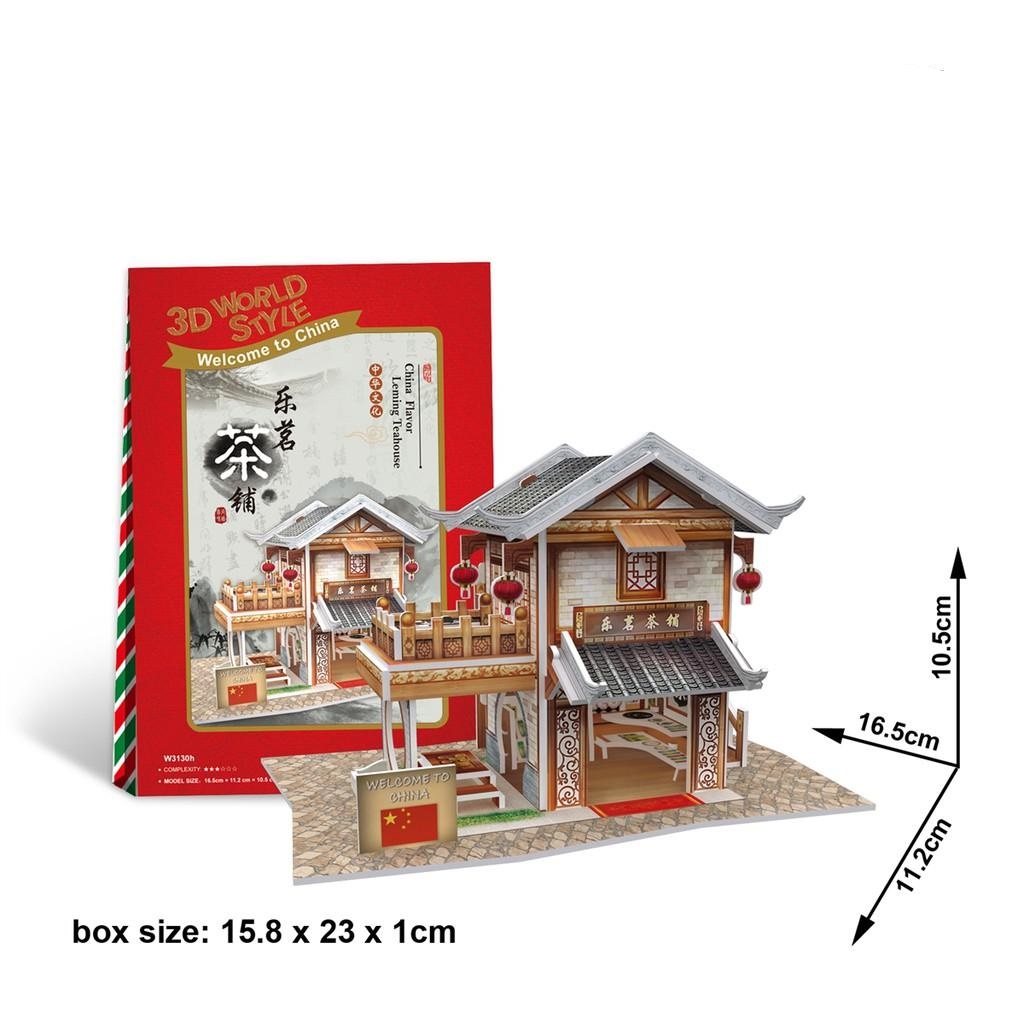 Mô hình giấy 3D - Bộ nhà truyền thống Trung Quốc-Leming Tea House-W3130h