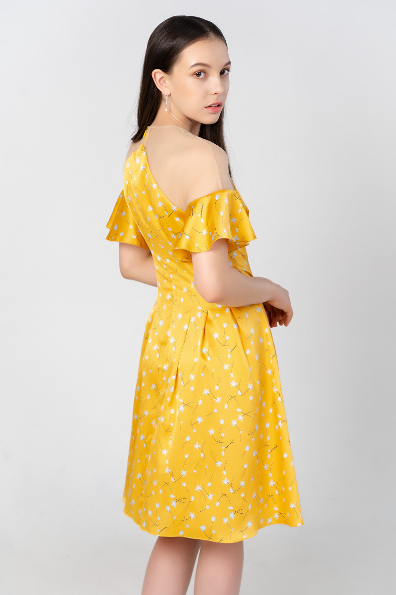 ĐẦM LỤA HOA THIẾT KẾ TAY BÈO SANG TRỌNG - THỜI TRANG THIẾT KẾ NỮ IXORA