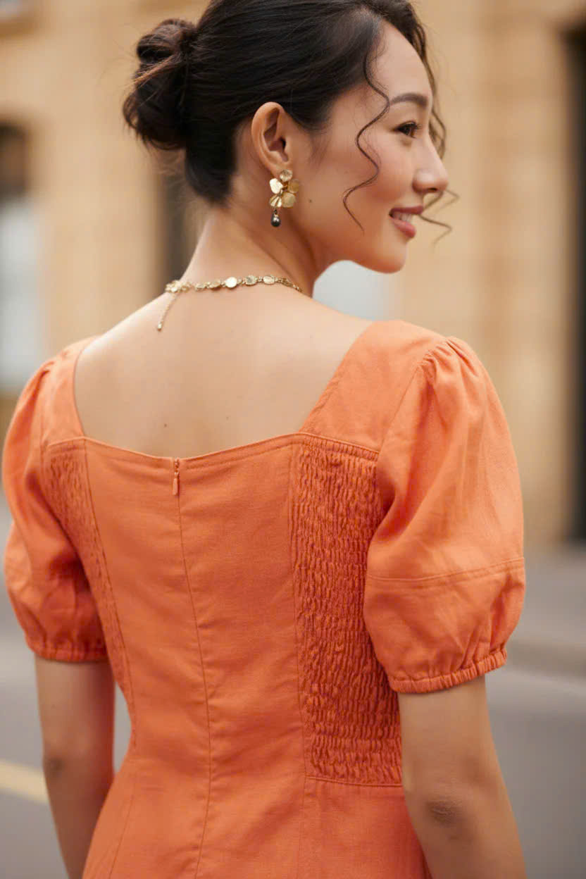 Đầm Chữ A, Đầm Ôm Linen Mơ Nghiền DRE195 thời trang thiết kế Hity