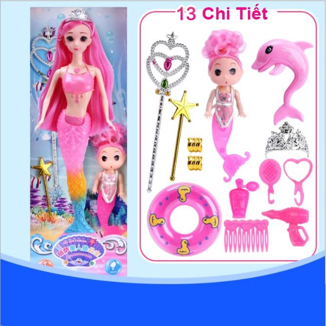 Hộp Đồ Chơi Búp Bê Tiên Cá Phát Sáng 13 Chi Tiết