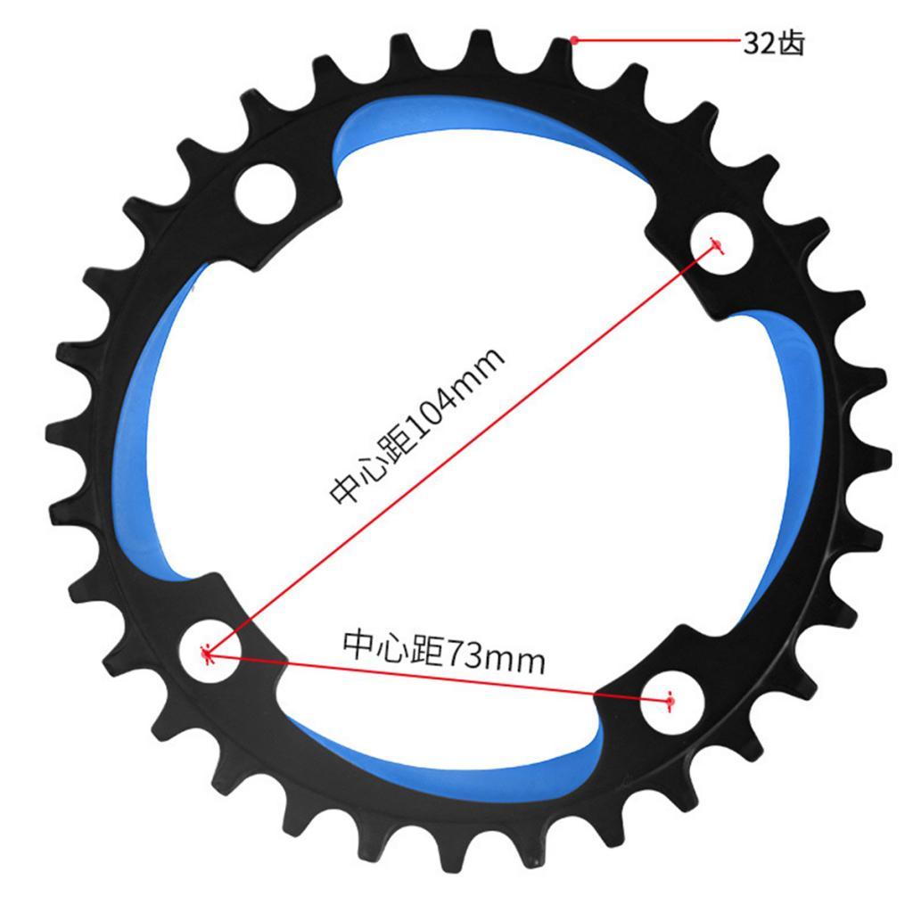 Bike Chainring, Round 104 BCD Mountain Bike Bicycle Single Speed Chainring - Lightweight Aluminum Alloy - Easy Installation - Select Colors & Sizes