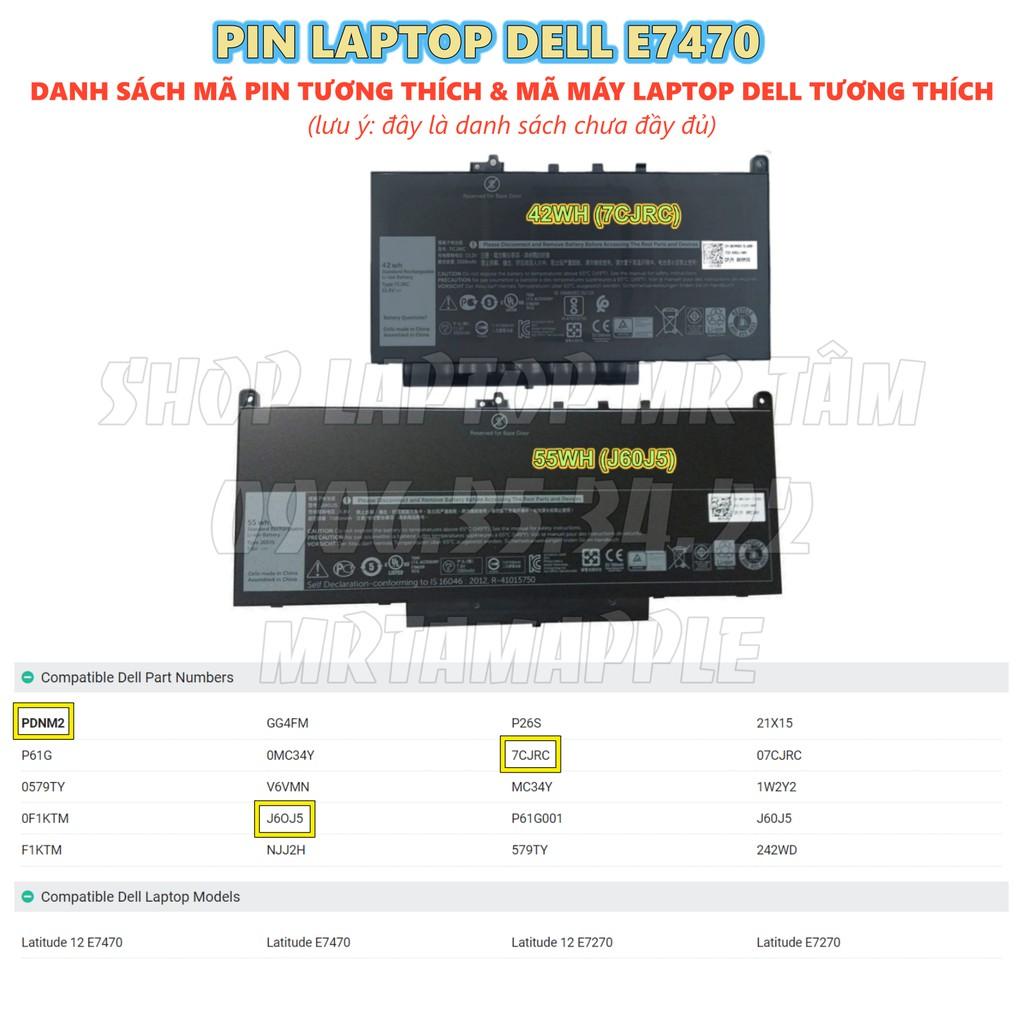 Pin Laptop DELL E7470 (ZIN) - 4 CELL - Latitude E7270 E7470, J60J5 MC34Y 242WD GG4FM