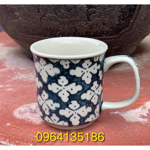 Cốc trà men rạn vẽ hoa bèo gốm sứ Bát Tràng