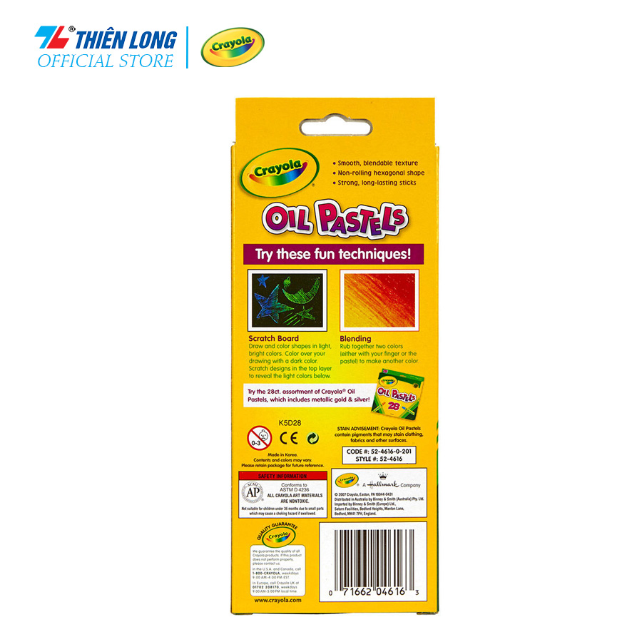 Bộ 16 bút sáp màu Crayola Hexagonal Shape Oil Pastel