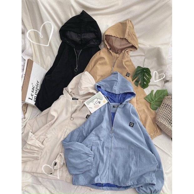 Áo khoác dạ kaki thêu có nón 2 lớp unisex ulzzang nam nữ AK180