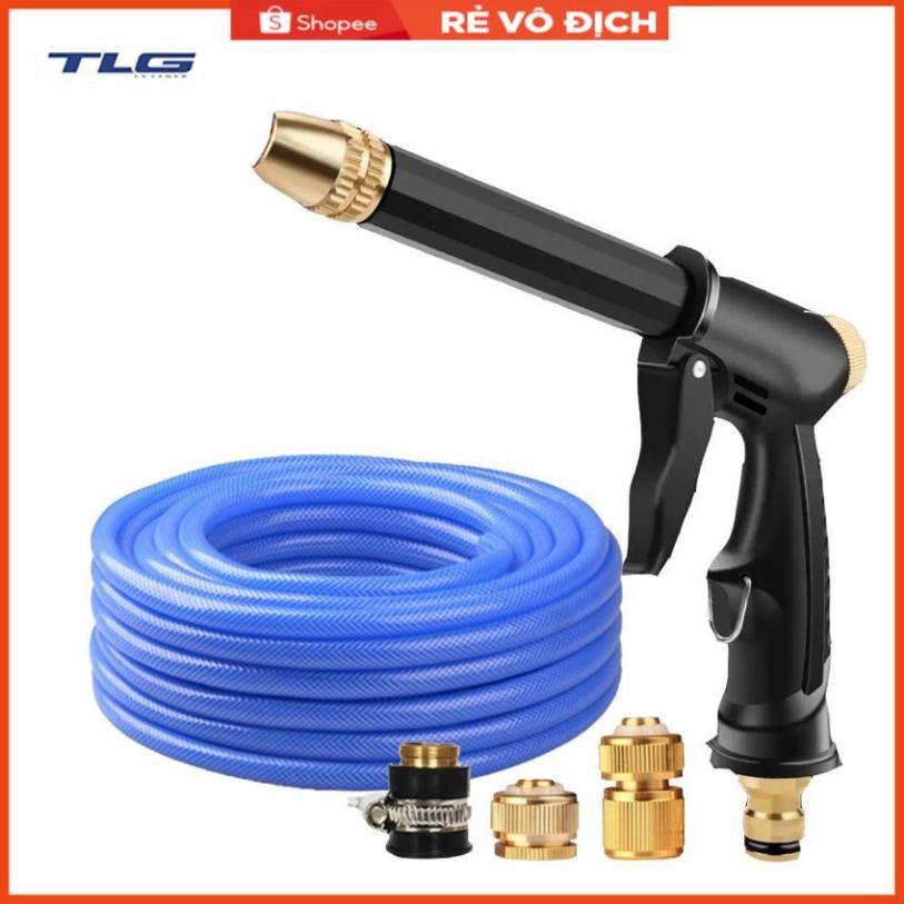 Bộ dây và vòi xịt rửa xe tưới cây tăng áp,vòi xịt rửa,vòi tưới cây 810-2576 (dây xanh- cút nối đồng)