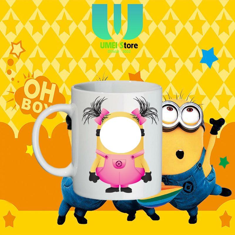 Cốc sứ in hình theo yêu cầu, cốc Minions thay mặt  cốc tráng men dùng làm quà tặng, uống nước hàng ngày