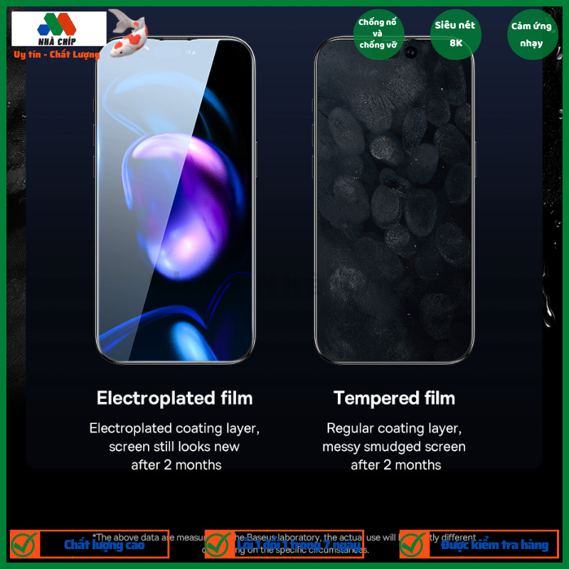 Kính cường lực siêu bền Baseus All-glass Tempered Glass Film 0.3mm Cho iPhone 14/13 Series (2 miếng/hộp) - Hàng chính hãng