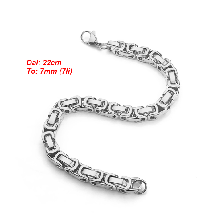 Lắc tay nam kiểu ziczac 7li MVT047T Không đen không gỉ sét