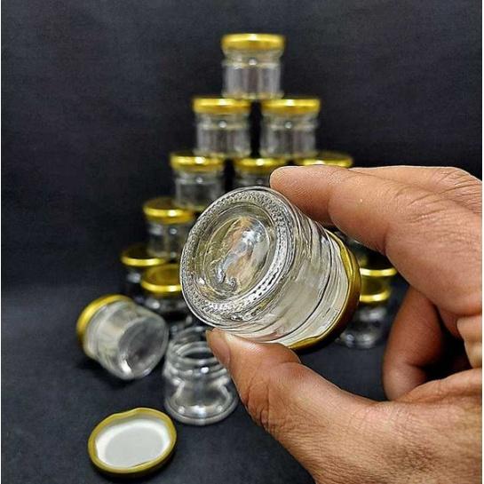 Lọ Thủy Tinh Nhỏ 30ML  mẫu Trụ Tròn nắp thiếc vàng - Hũ đựng mật ong, sữa ong chúa, thực phẩm, mỹ phẩm