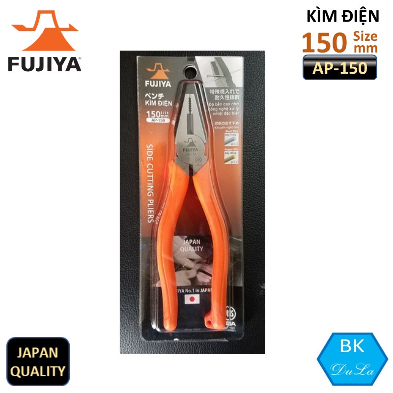 Kìm điện - Kìm răng 6 inch/ 150mm Fujiya AP-150 công nghệ Nhật Bản- Kìm cắt dây thép dây đồng