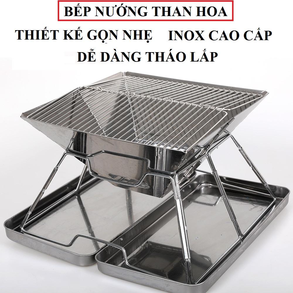 Bếp nướng BBQ không khói - Bếp nướng than hoa inox 304 - Cỡ vừa cho 4 đến 6 người 31x31cm