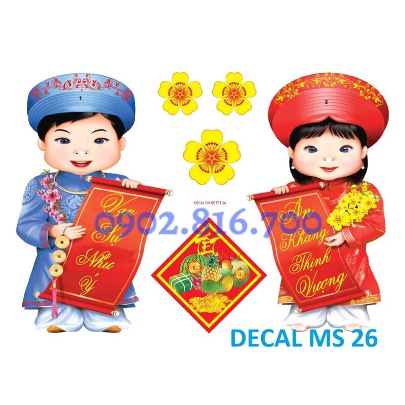 Decan Múa lân - Thần tài - Bánh chưng tét-  Hoa mai - hoa đào - - Lân dán kiếng dán tường phụ kiện trang trí tết