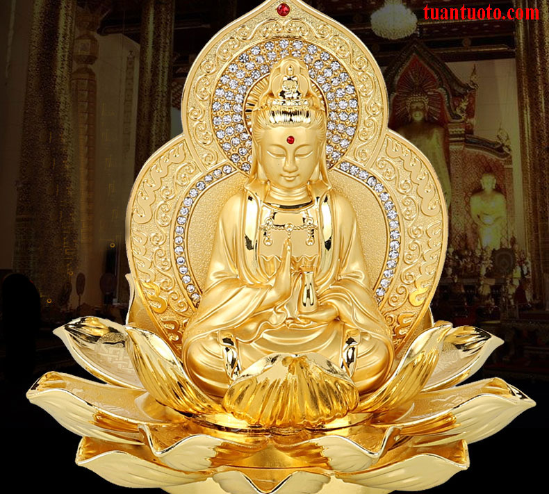 Tượng phật bà mạ vàng để ô tô