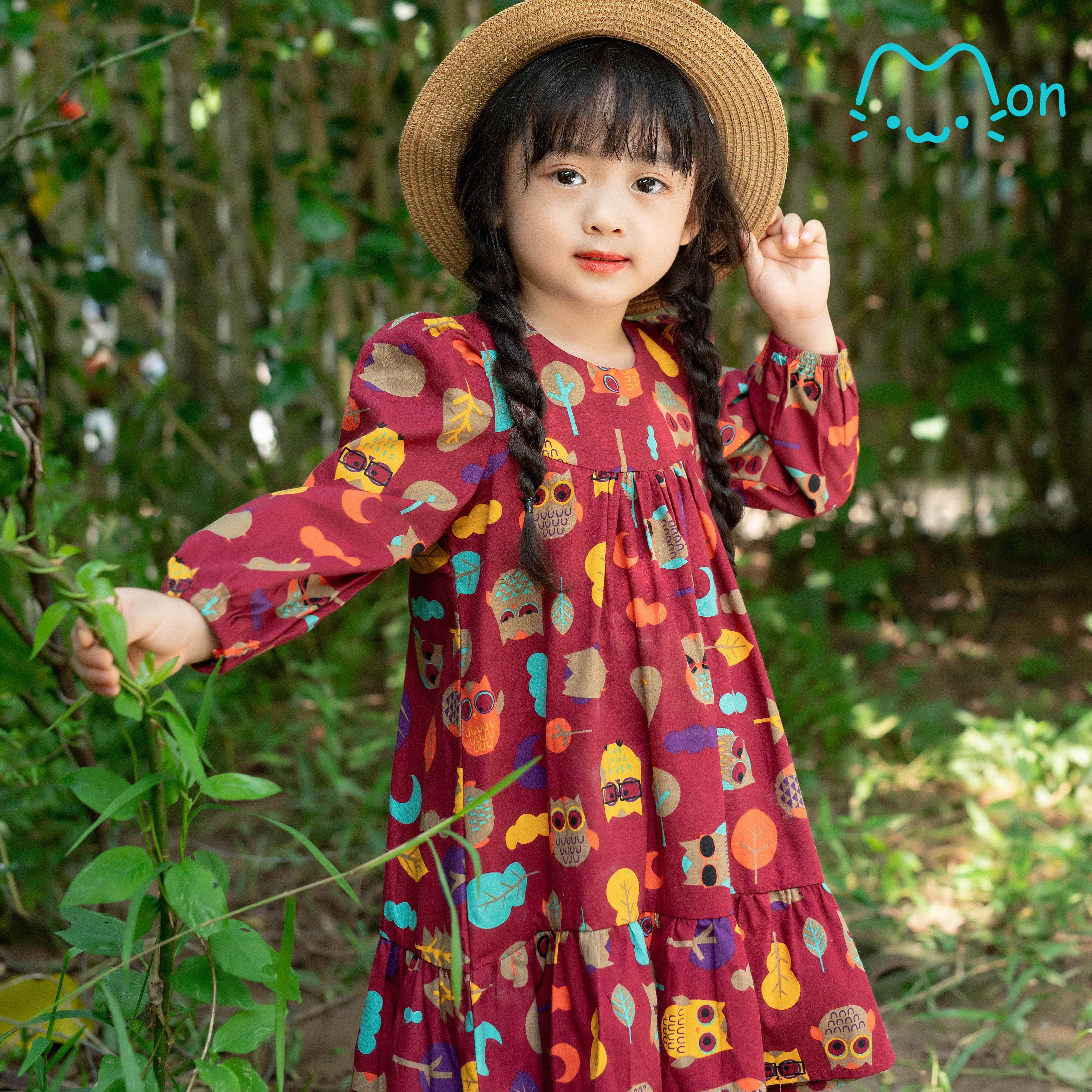 Váy babydoll cho bé gái dáng dài chất cotton cao câp nhẹ mát, phù hợp đi chơi đi học cho bé 1-6 tuổi MonBabies, VL09, VL10