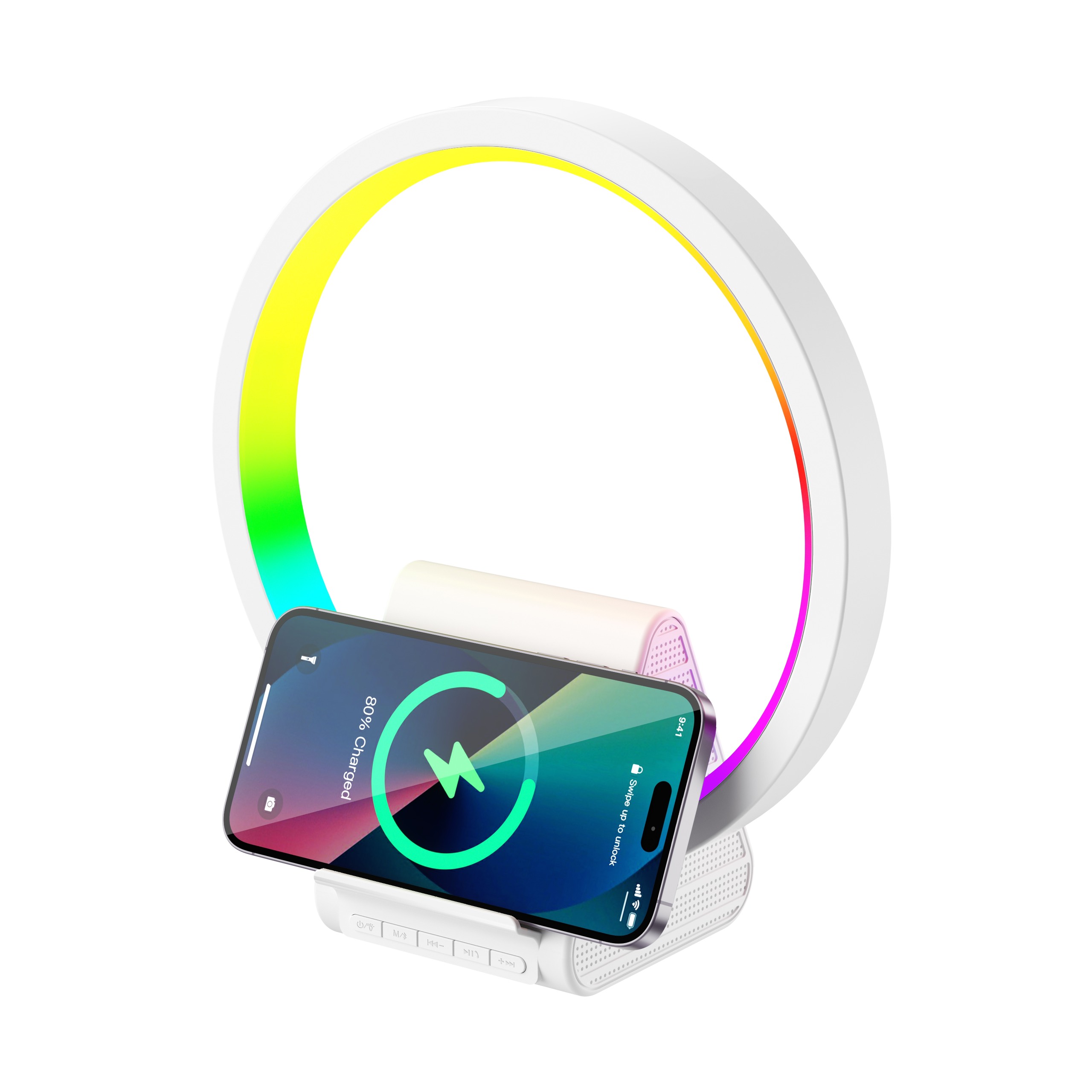 LOA WIWU Wireless Charging Speaker WI-W021 kèm sạc không dây cho điện thoại thông minh, hỗ trợ FM Radio - Hàng chính hãng