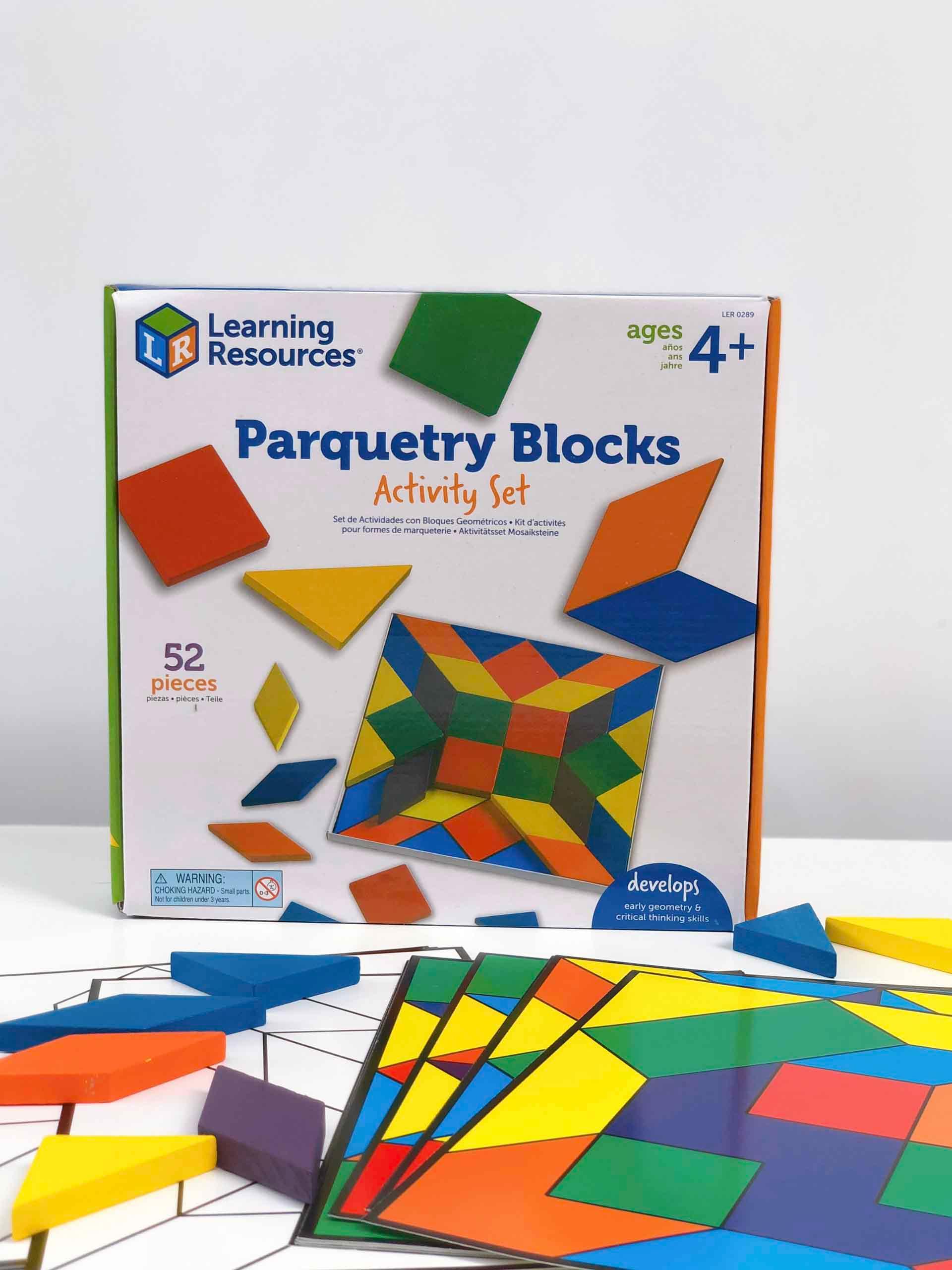 Learning Resources Bộ các khối hình dạng và 20 thẻ hoạ tiết - Parquetry Blocks &amp; 20 Pattern Cards