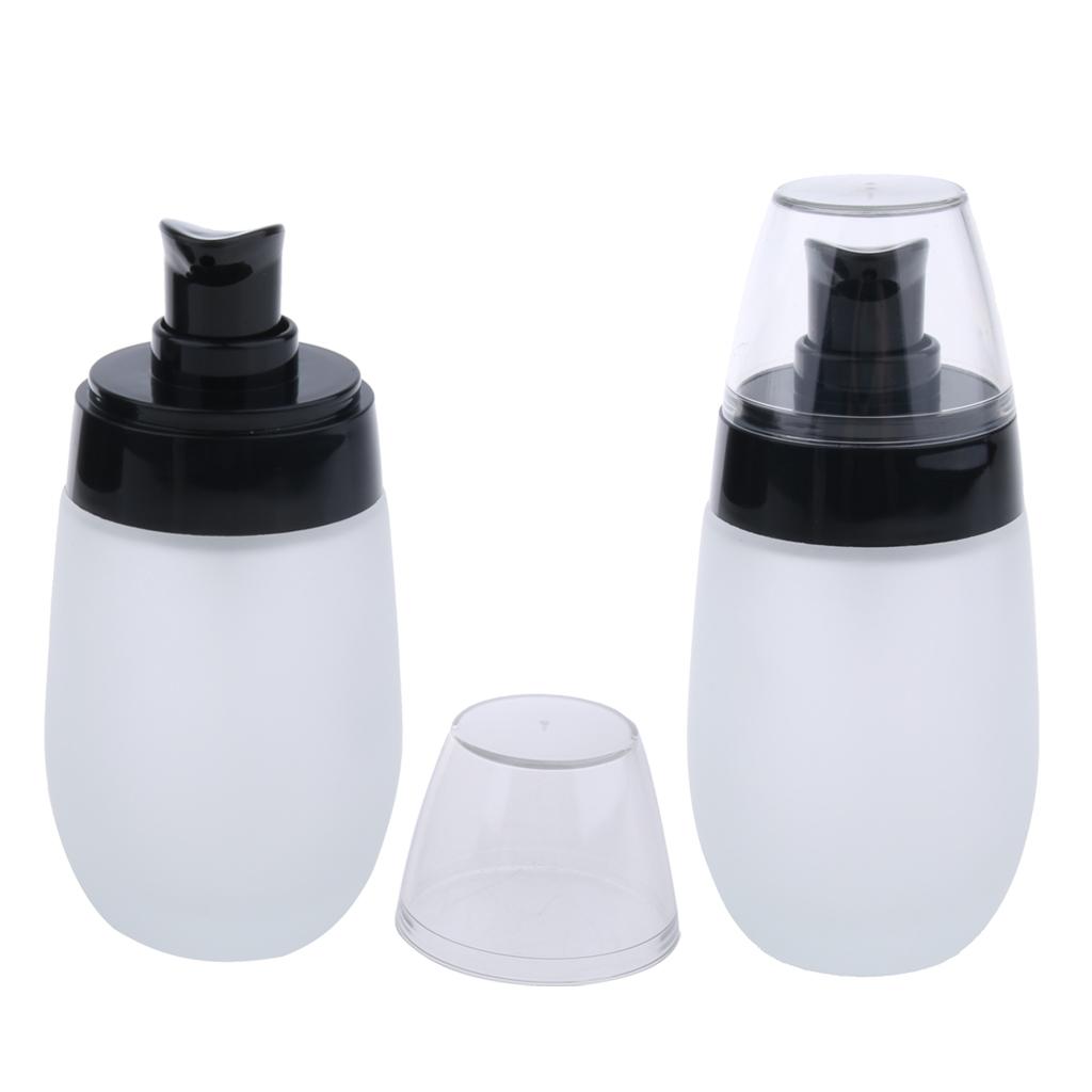 2pcs Frosting Glass Refillable Empty Pump Lotion Body Wash Hand Wash Liquid Spray Bottle Makeup Container Vials