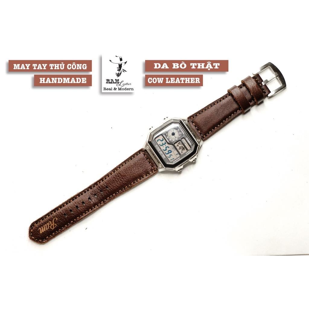 Dây đồng hồ da bò màu cà phê - RAM Leather