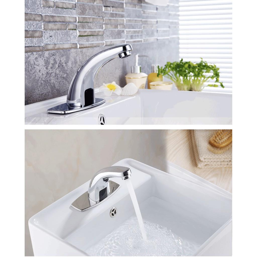 Vòi lavabo rửa mặt rửa tay tự động xả nước cảm ứng 220v Automatic Faucet - Sử dụng được cả khi cúp điện