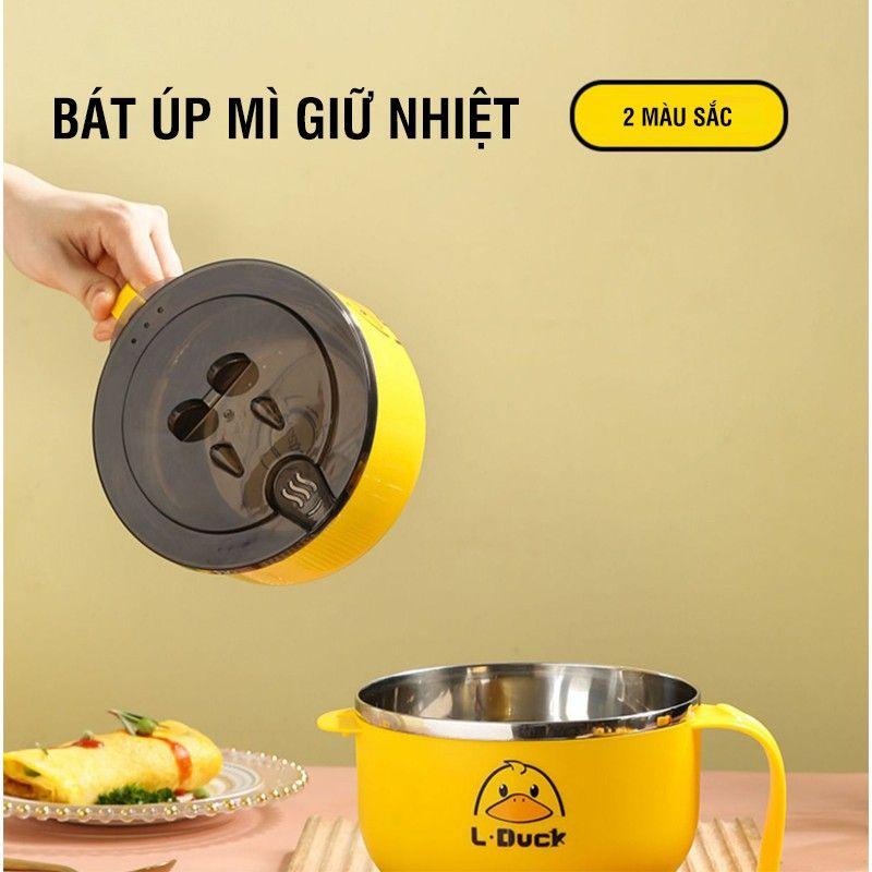 BÁT ĂN MÌ INOX - HÌNH VỊT VÀNG , CÓ NÓ NẮP ĐẬY