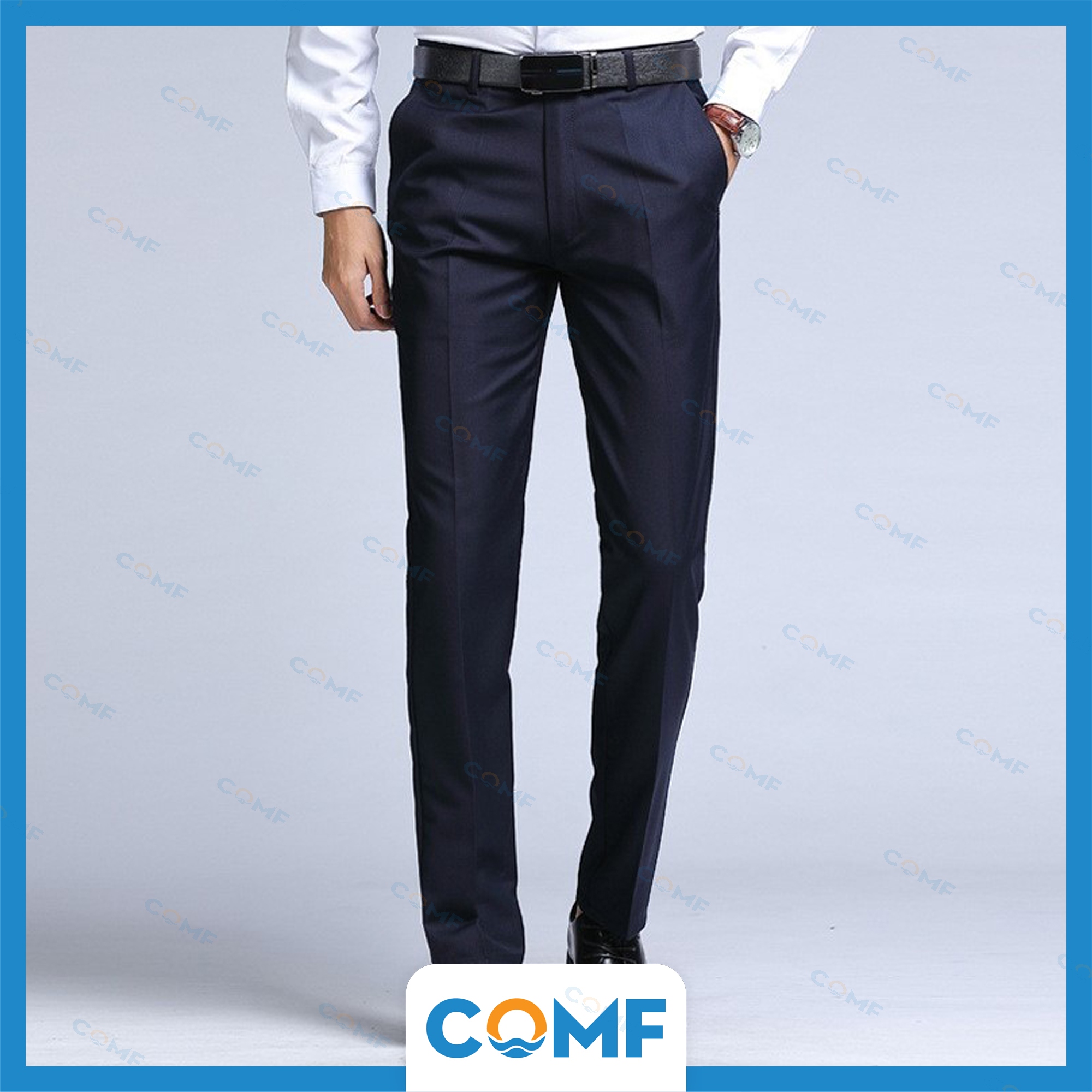 Quần tây Nam COMF mùa hè phong cách Hàn Quốc, kiểu dáng slim fit, màu đen