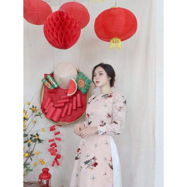 Set áo dài WONDERHOUSE họa tiết hoa mặc Tết dễ thương xinh sắn
