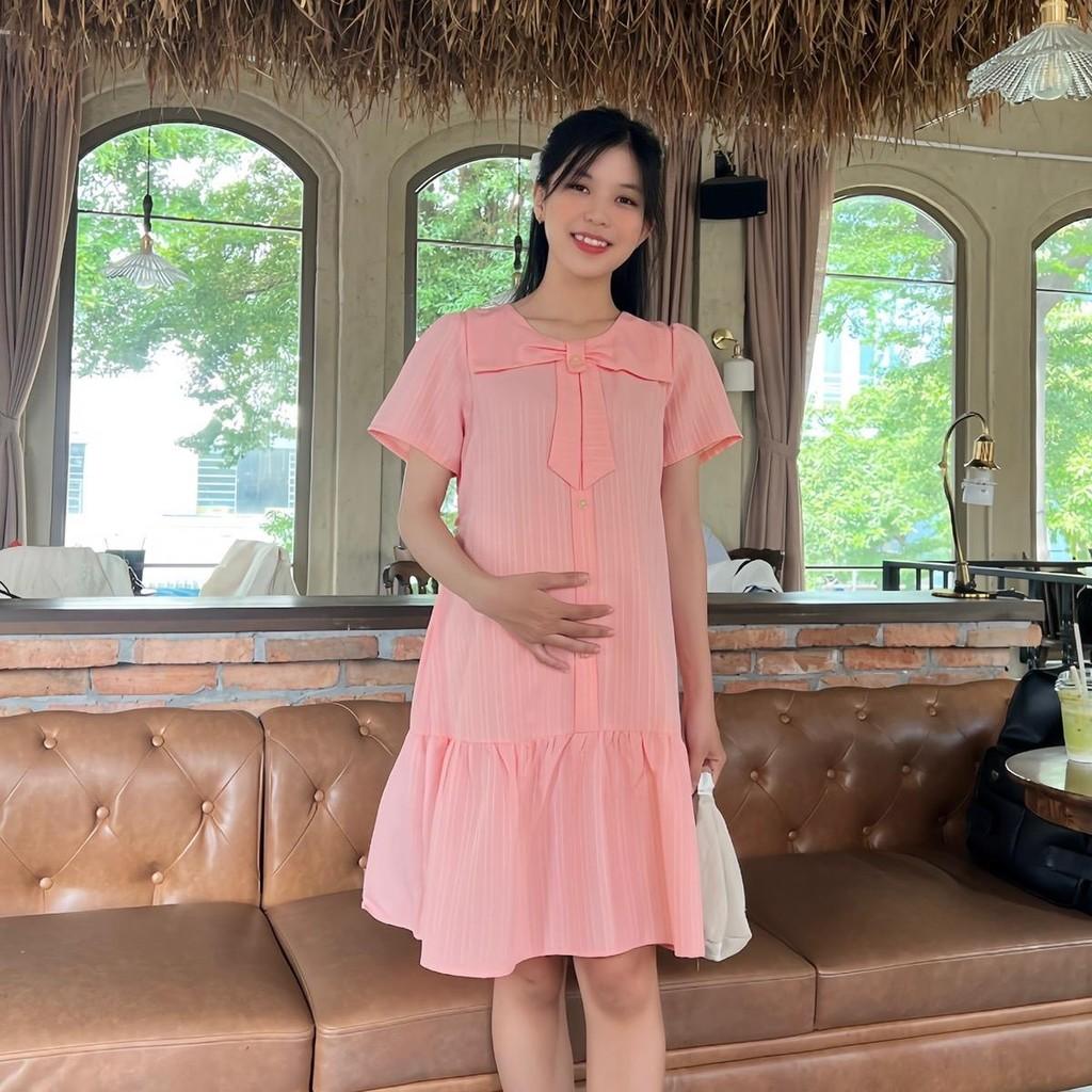 Đầm bầu đũi gân cổ sen thuỷ thủ phom suông đuôi cá bầu diện thoải mái - Da