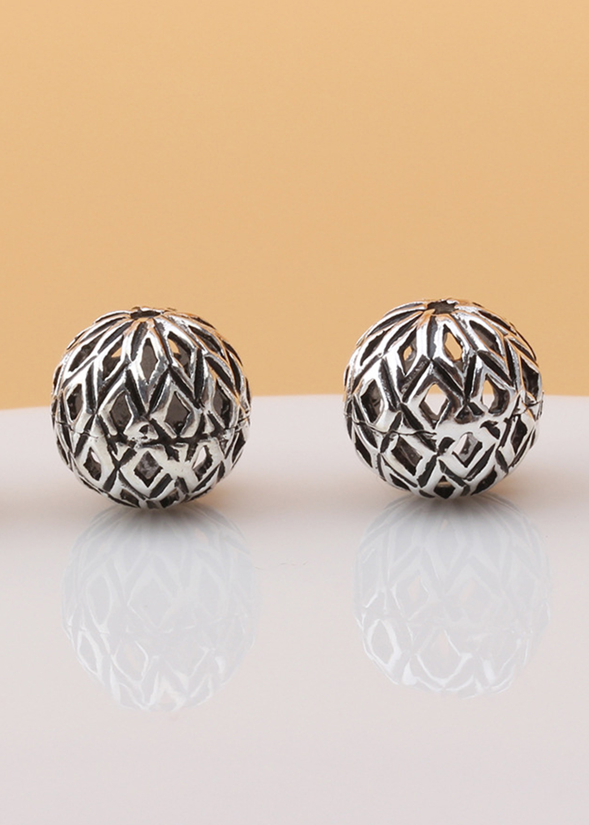 Combo 2 Cái Charm Bạc Hình Cầu Họa Tiết Hoa Văn Xỏ Ngang - Ngọc Quý Gemstones - 10X1.23Mm