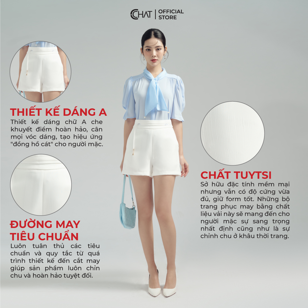 Quần Đùi Nữ  Kiểu Cạp Bổ Phối Mác Dáng A Chất Tuytsi Mềm Nhẹ 13ONS2012AT
