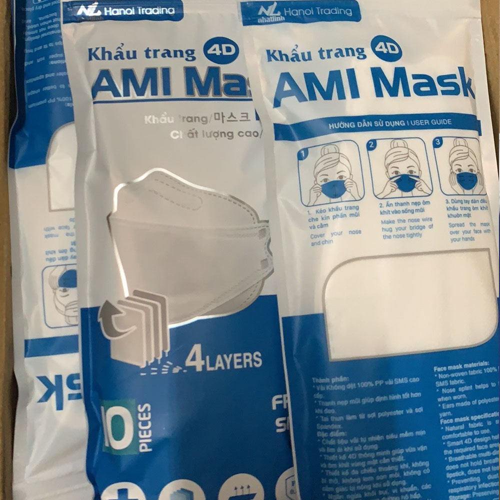 Set 50 Khẩu trang KF94 4D Ami Mask 4 lớp kháng khuẩn lọc bụi mịn cao cấp