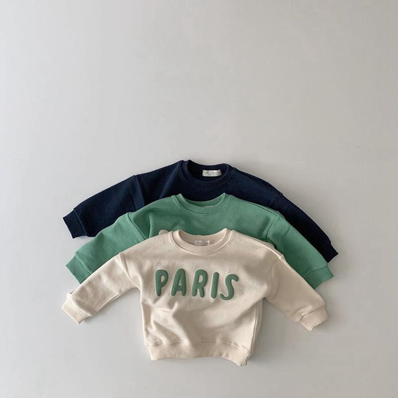 Bé Casual Cơ Bản Áo Len In Chữ Cái Mềm Ins Trẻ Em Áo Nỉ Quần Áo Cho Bé Trai Bé Gái Xuân Thu Áo Len Có Mũ Trùm Đầu