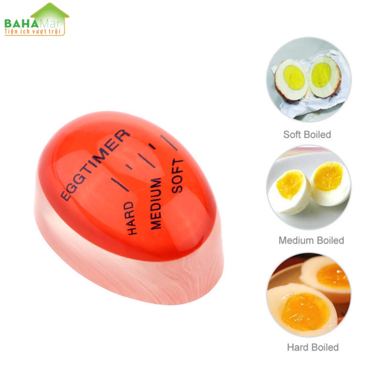 DỤNG CỤ ĐỔI MÀU NHẮC CĂN THỜI GIAN LUỘC TRỨNG THEO Ý THÍCH "BAHAMAR" Dần dần đổi màu để thể hiện trứng nấu độ khi ở mức mềm mại, trung bình hoặc cứng bằng cảm biến nhiệt