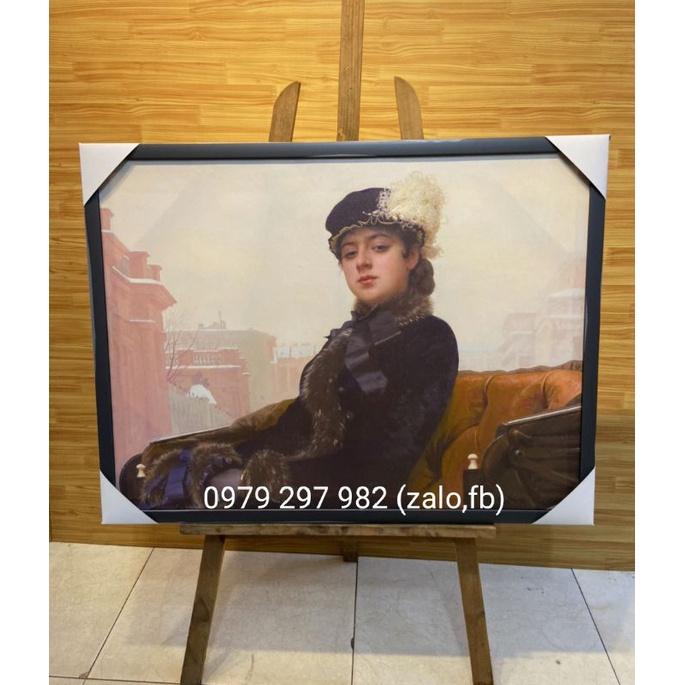 Tranh canvas người đàn bà xa lạ 60x80 giá bao gồm khung composite 2cm