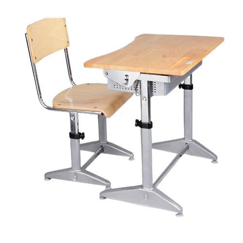 Bộ Bàn Ghế Học Sinh Cao Cấp Gỗ Tự Nhiên BHS-14-04CS Mặt Bàn Điều Chỉnh Được Độ Nghiêng