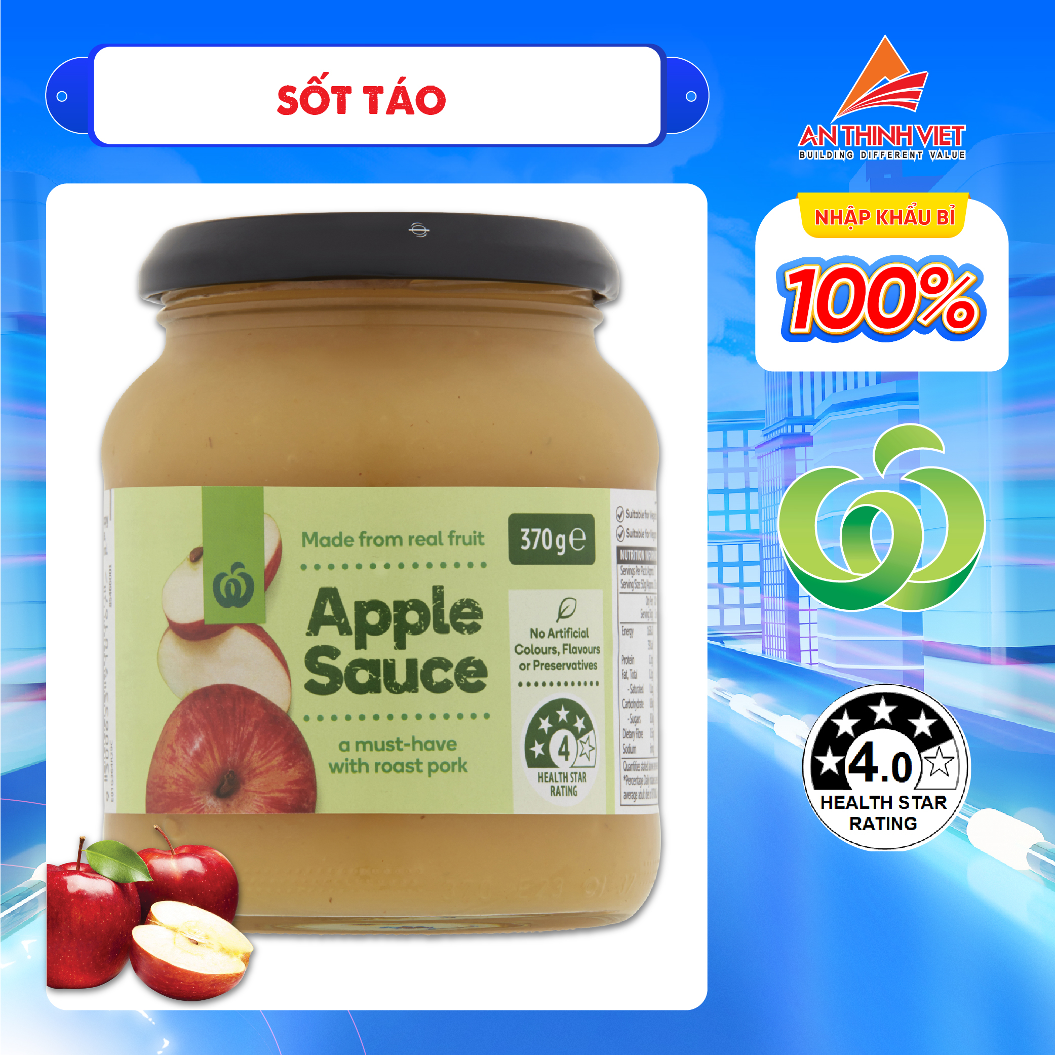 Sốt Táo - Woolworths Apple Sauce 370g