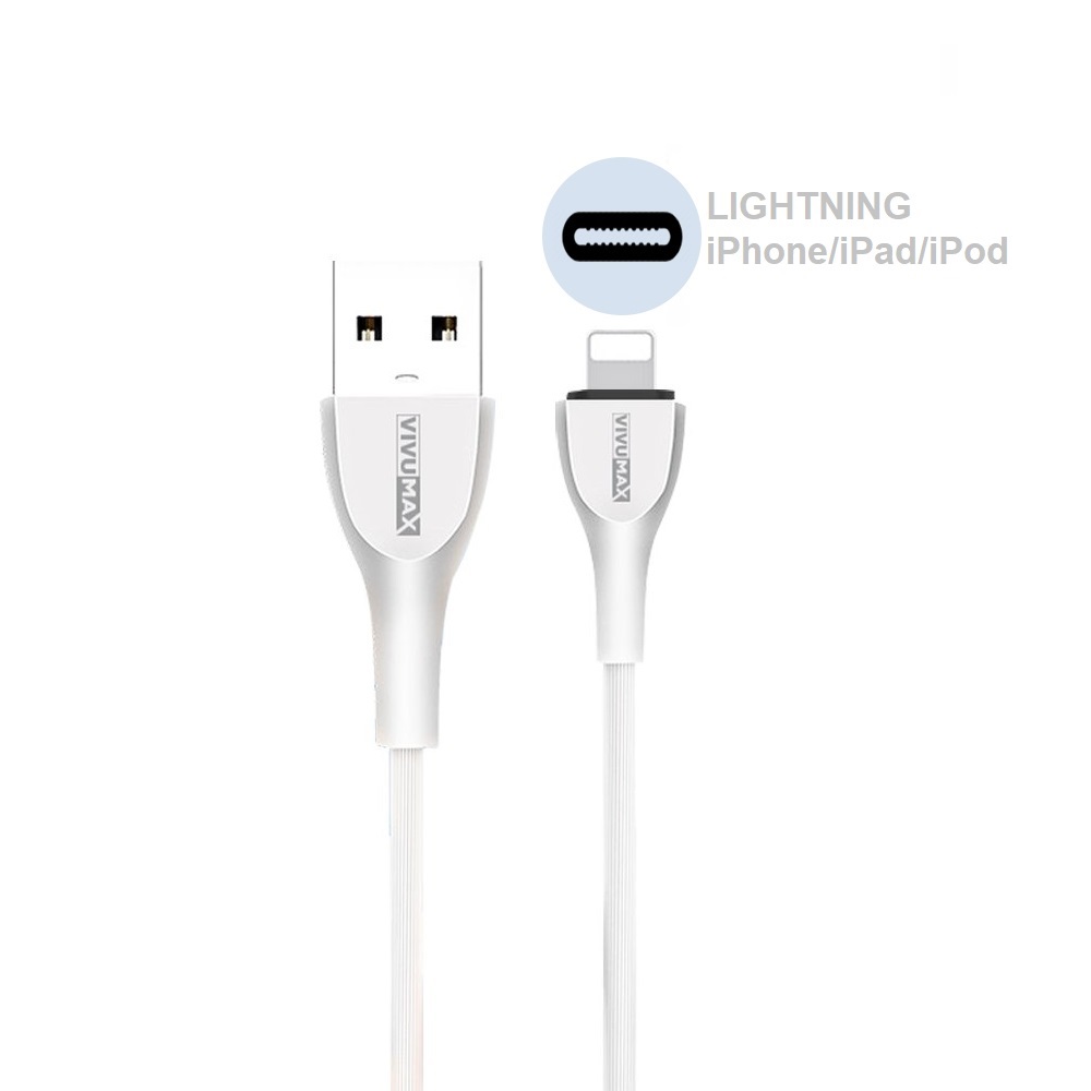 Cáp sạc nhanh và truyền dữ liệu VivuMax L101 đầu sạc Lightning (IPhone/IPad/Airpods) dòng điện 2.4A siêu bền - 1m Cho IPhone/IPad/Airpods - Hàng Chính Hãng